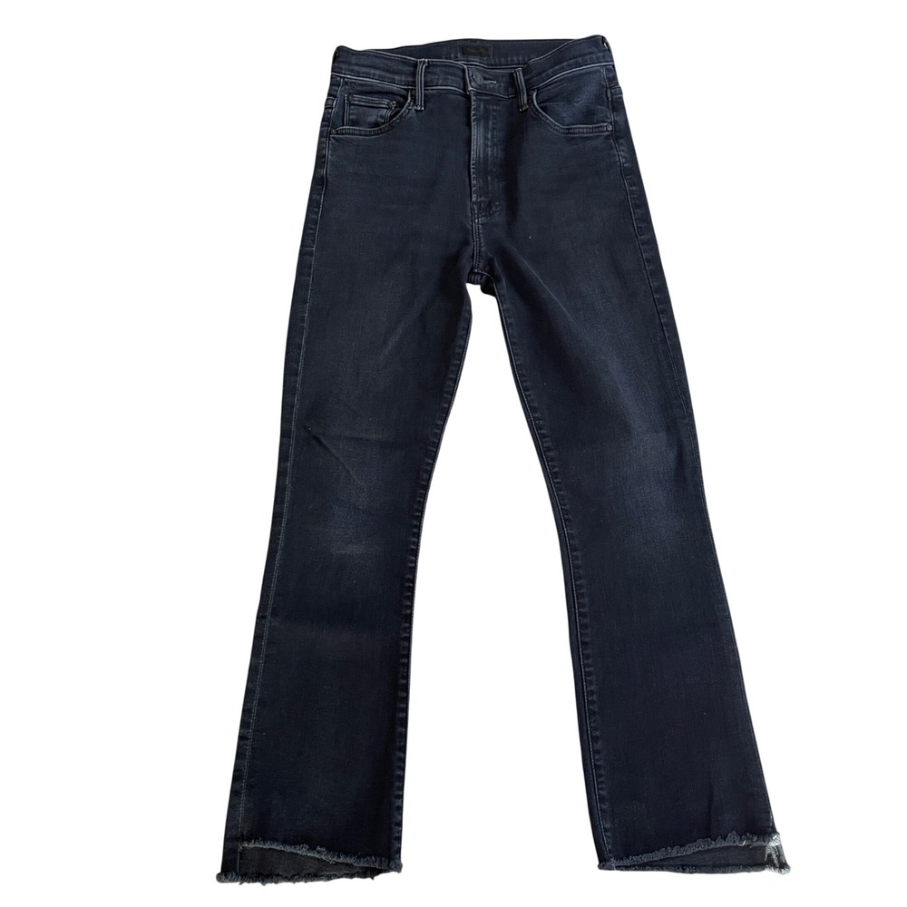 Mother Insider Crop Step Fray Hem Night In Paris Jeans Women 26 Black High Rise - Picture 5 of 16